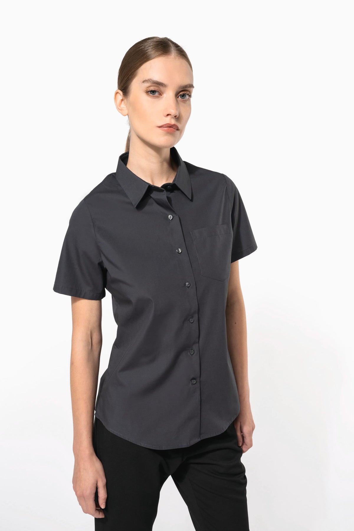 Kariban K544 Dames Poplin Blouse Korte Mouwen