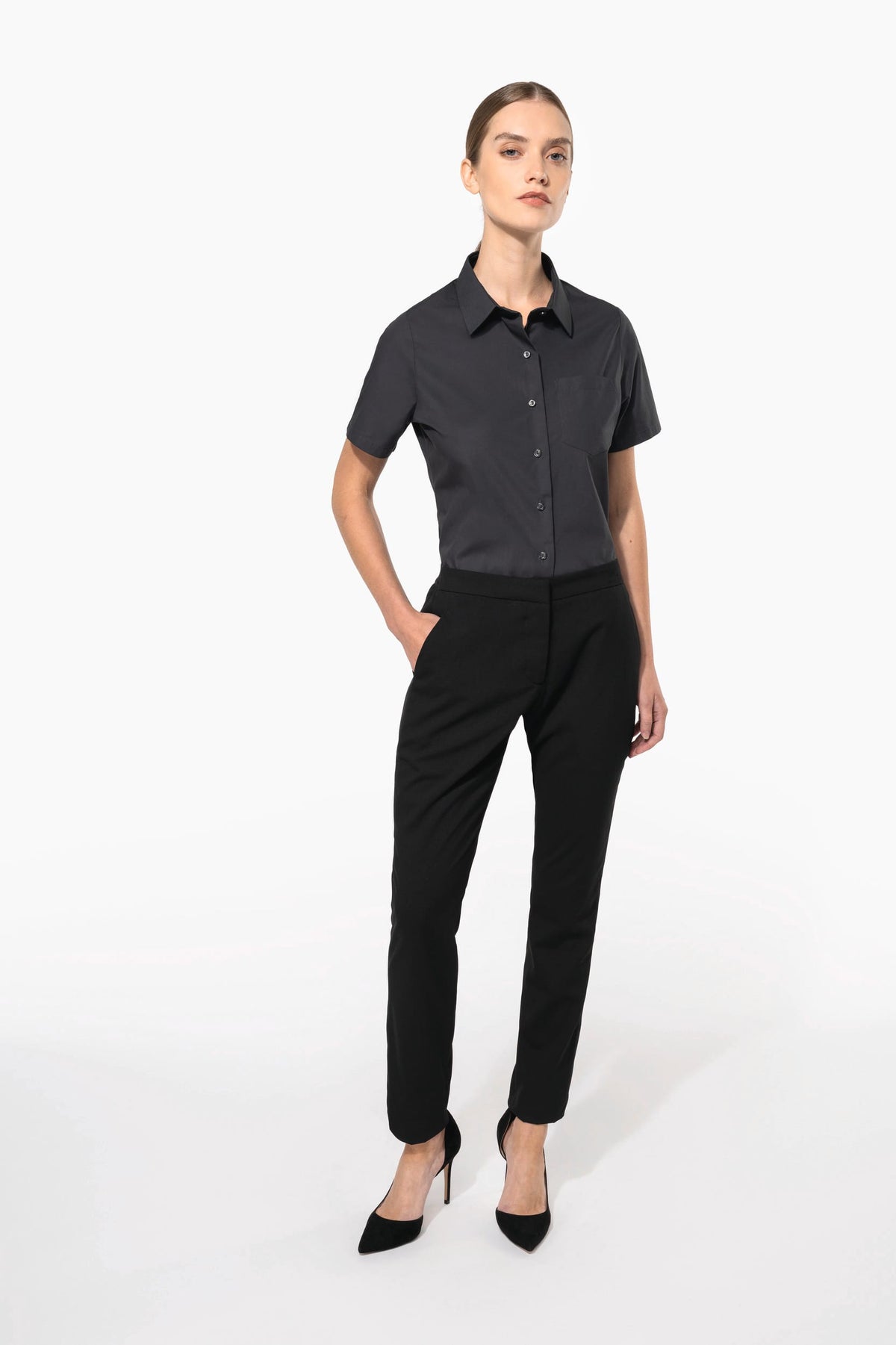 Kariban K544 Dames Poplin Blouse Korte Mouwen