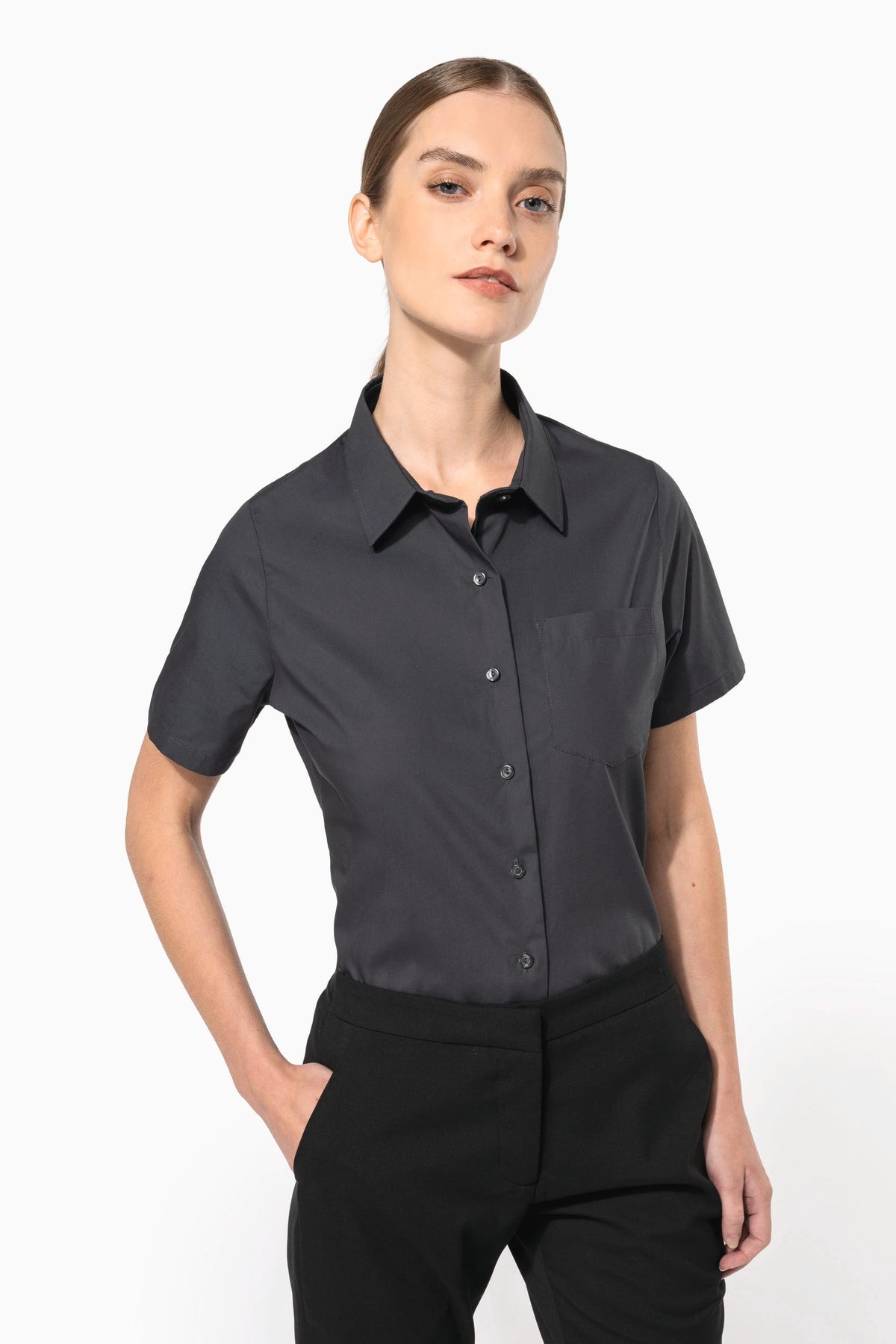 Kariban K544 Dames Poplin Blouse Korte Mouwen