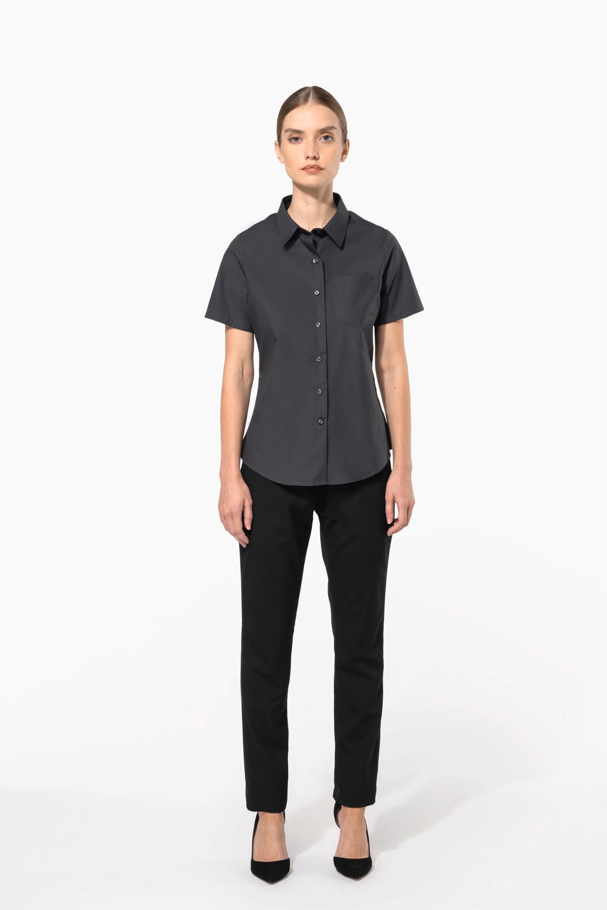 Kariban K544 Dames Poplin Blouse Korte Mouwen
