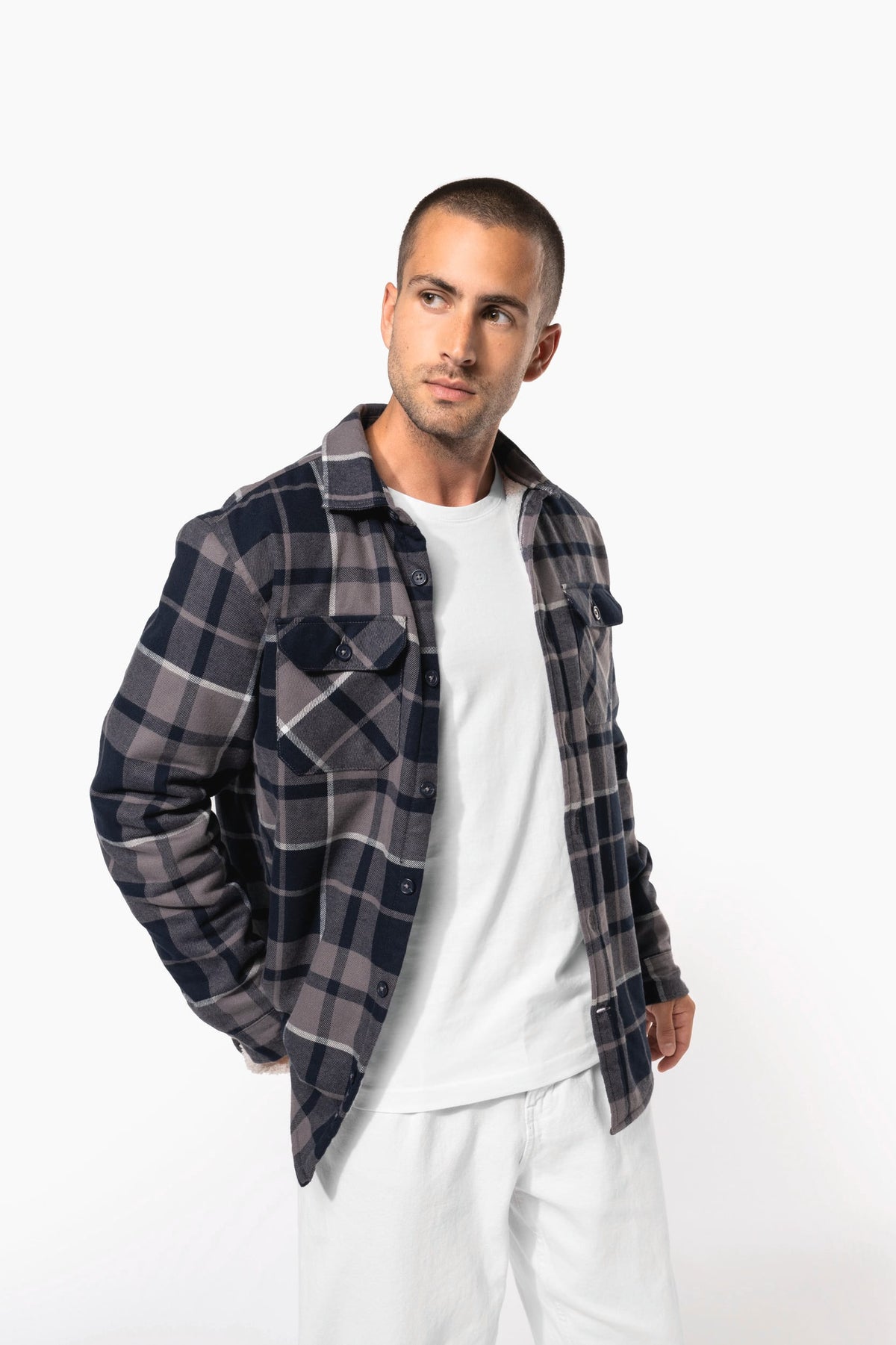 Kariban K579 Geruit overshirt met sherpavoering