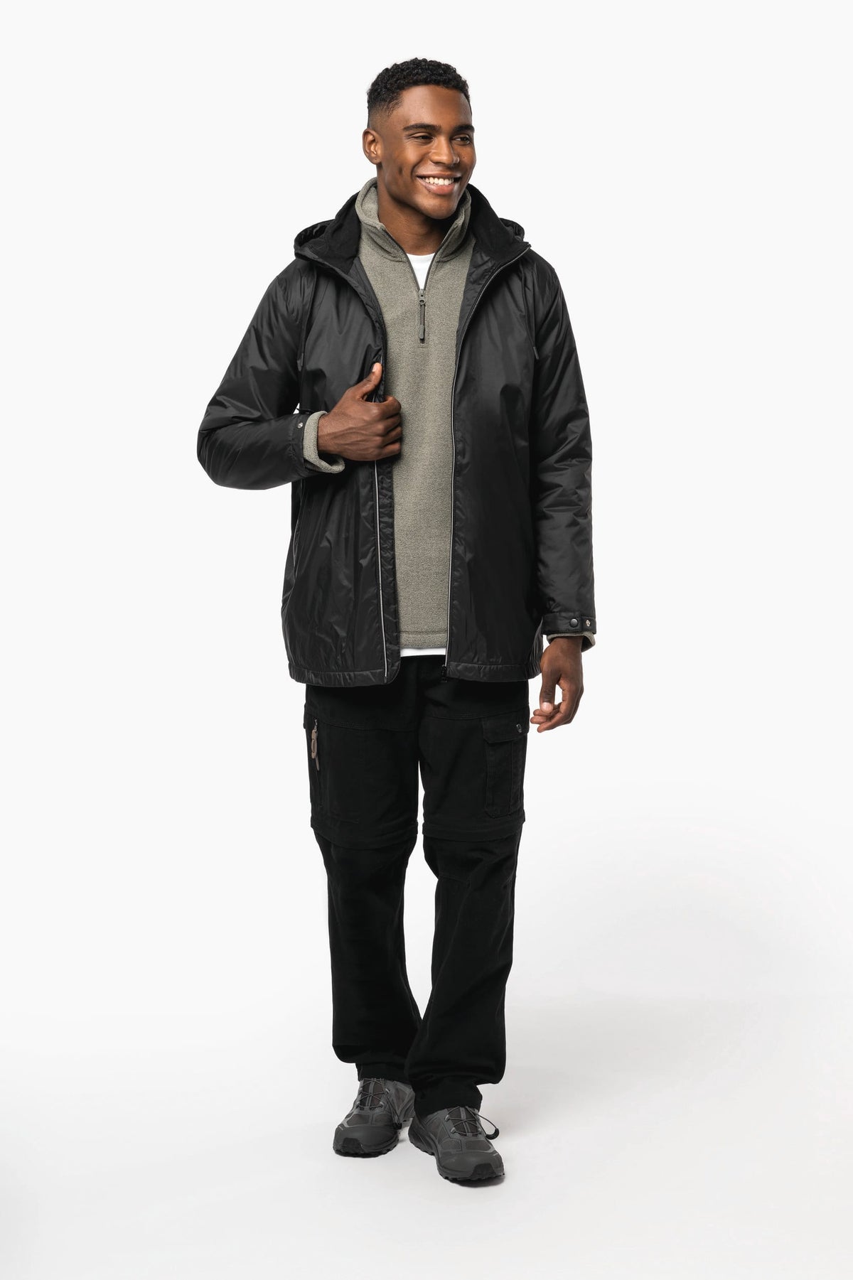 Kariban K6153 unisex fleecejas met gevoerde capuchon