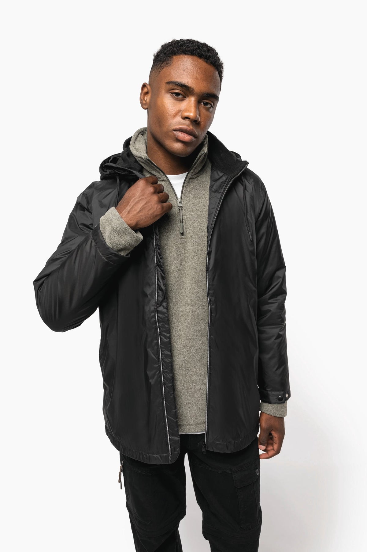Kariban K6153 unisex fleecejas met gevoerde capuchon
