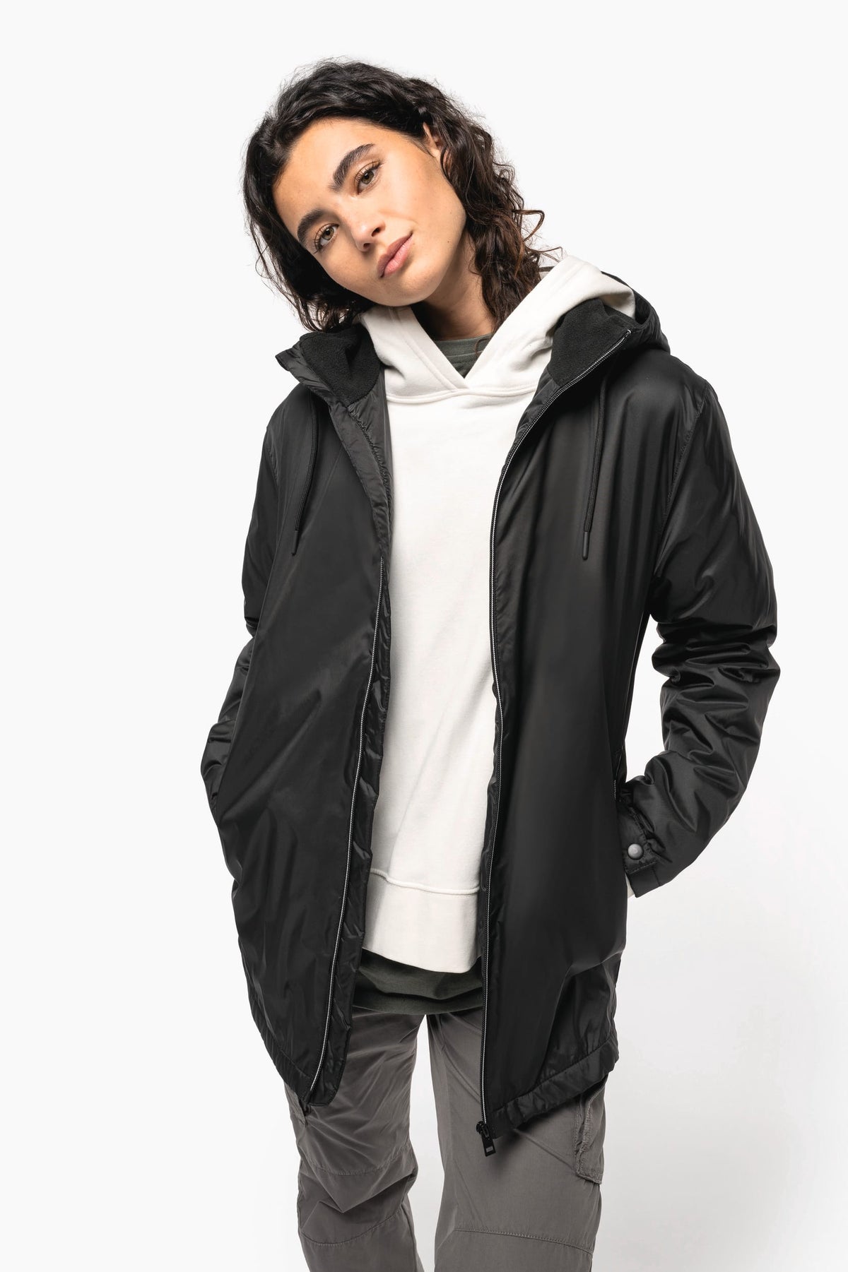 Kariban K6153 unisex fleecejas met gevoerde capuchon