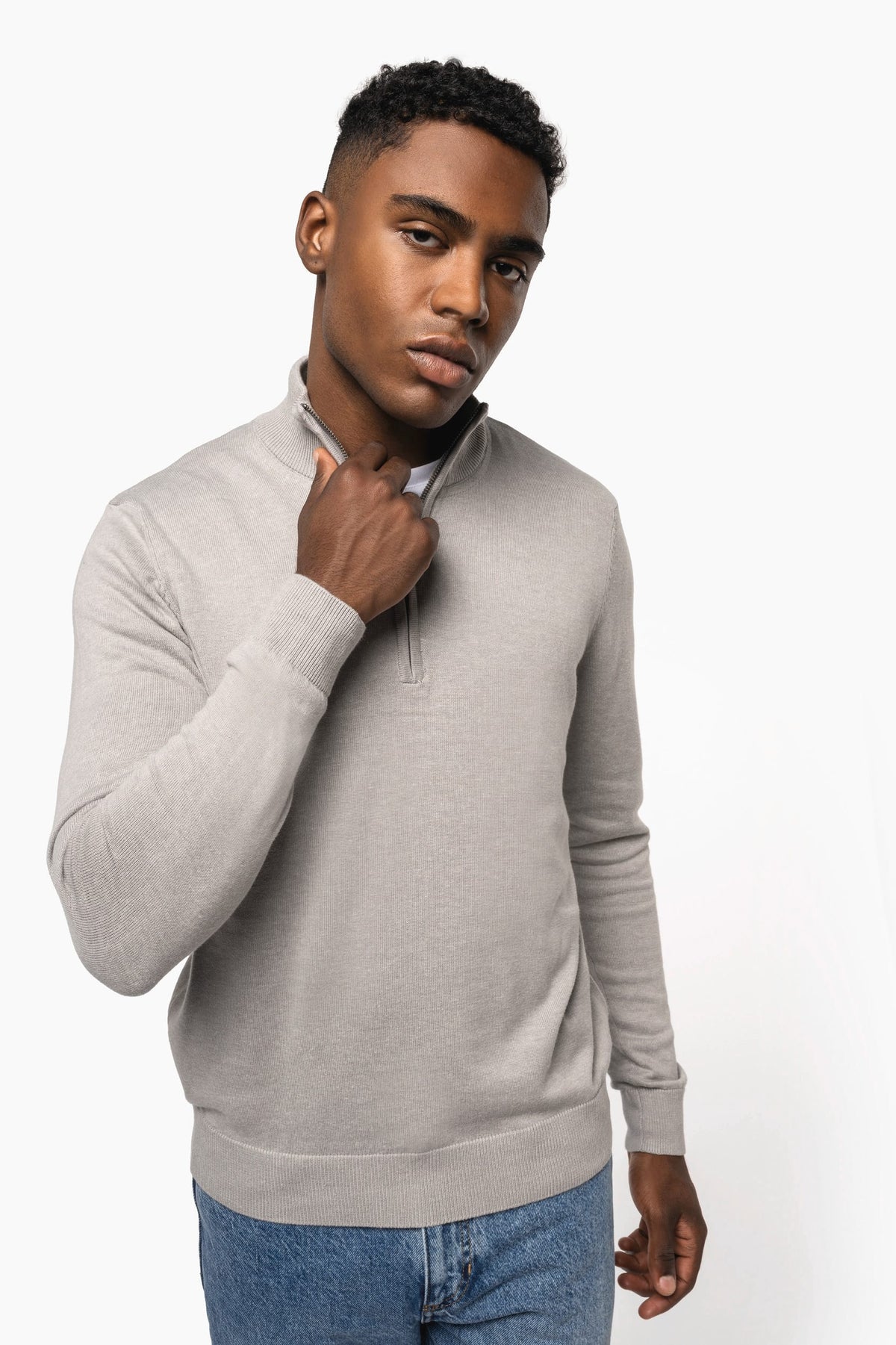 Kariban K970 Heren pullover met ritskraag