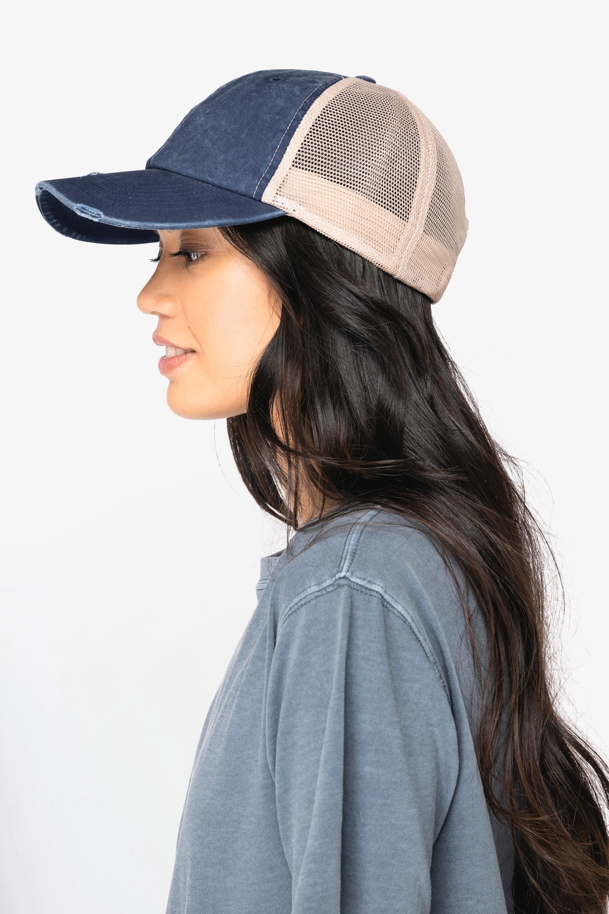 Native Spirit NS027 Ecologische unisex truckerpet met verwassen look