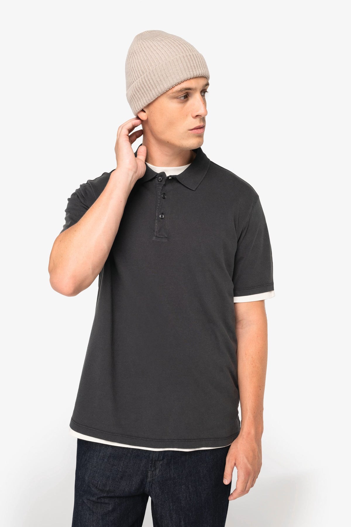 Native Spirit NS201 Ecologische verwassen herenpolo van jersey