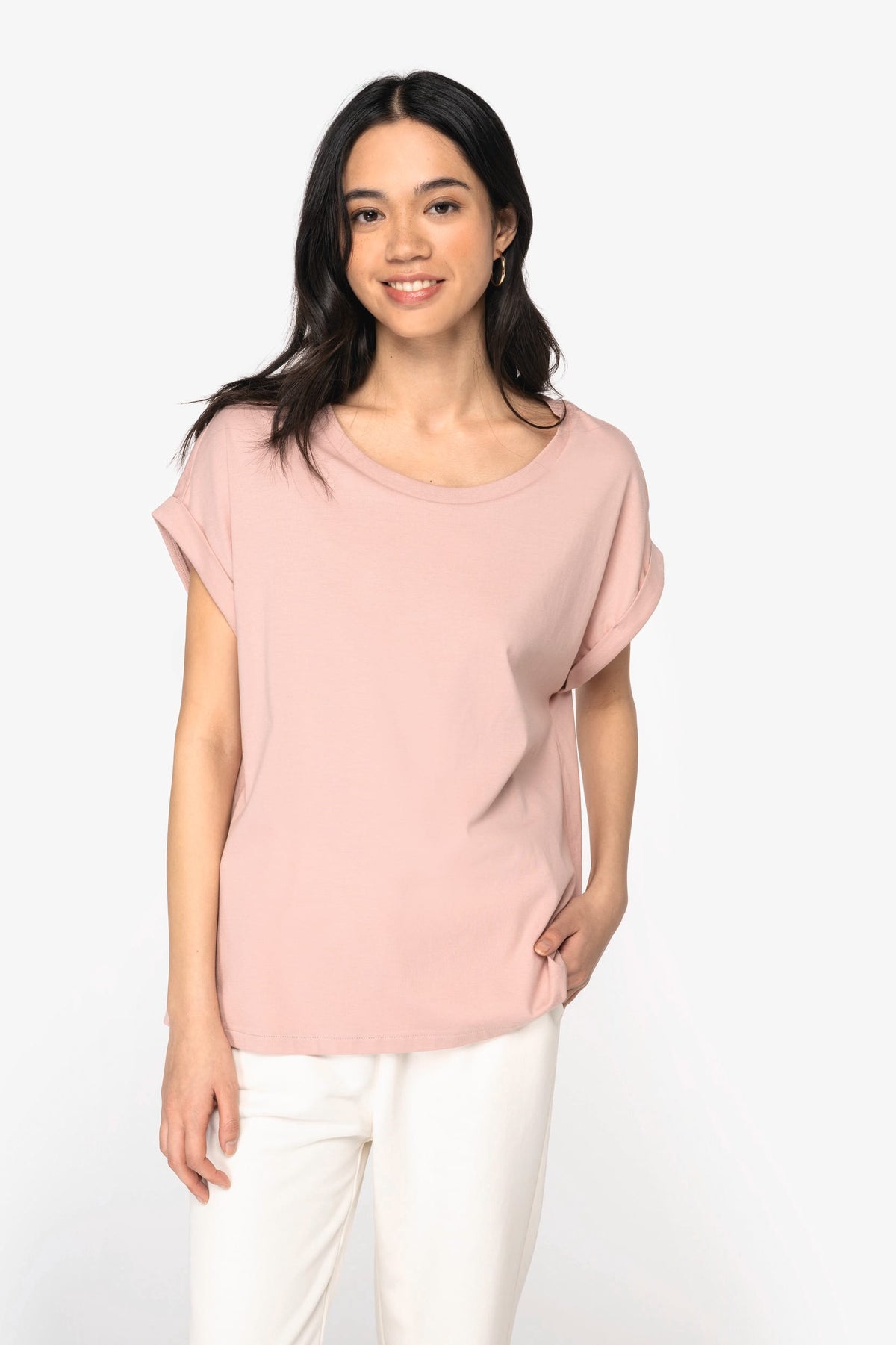 Native Spirit NS309 Ecologisch dames t-shirt met mouwen met omslag