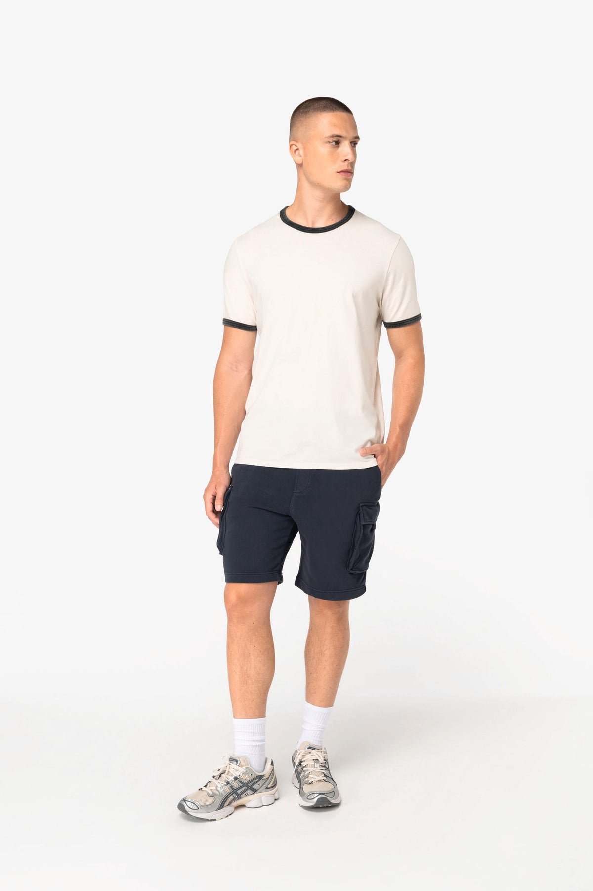 Native Spirit NS360 Ecologisch ringer heren T-shirt met contrasterende boorden en verwassen look
