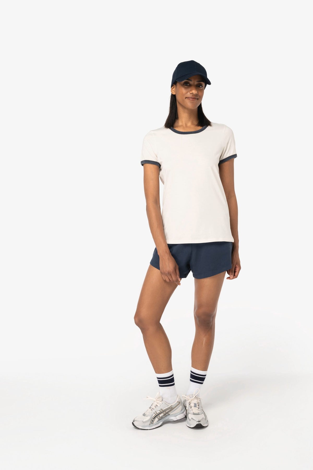 Native Spirit NS361 Ecologisch ringer dames T-shirt met contrasterende boorden en verwassen look