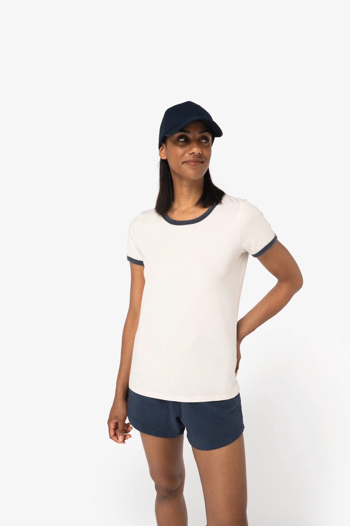 Native Spirit NS361 Ecologisch ringer dames T-shirt met contrasterende boorden en verwassen look