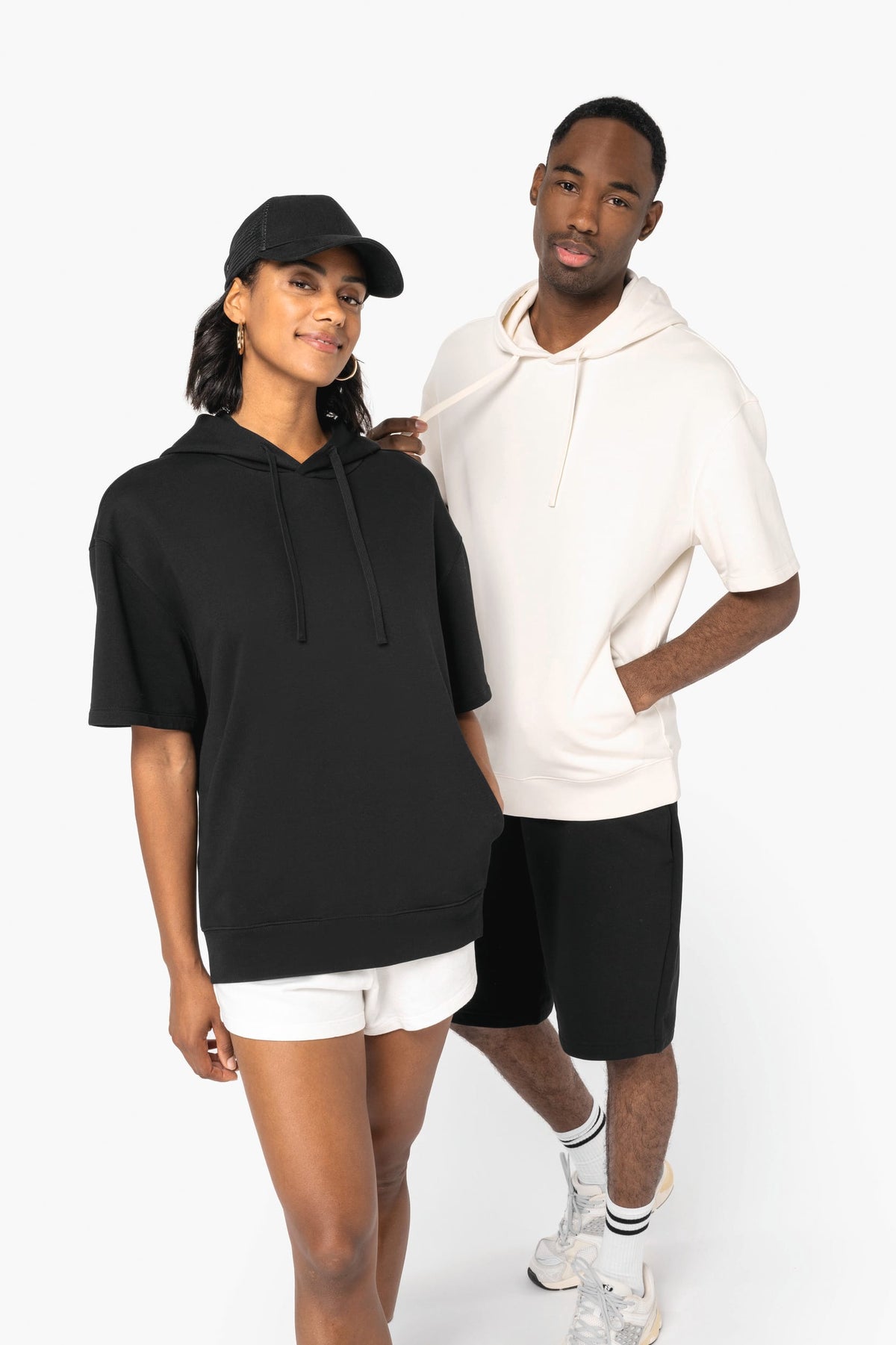 Native Spirit NS406 Ecologische unisex sweater met capuchon en korte verlaagde schouders French Terry