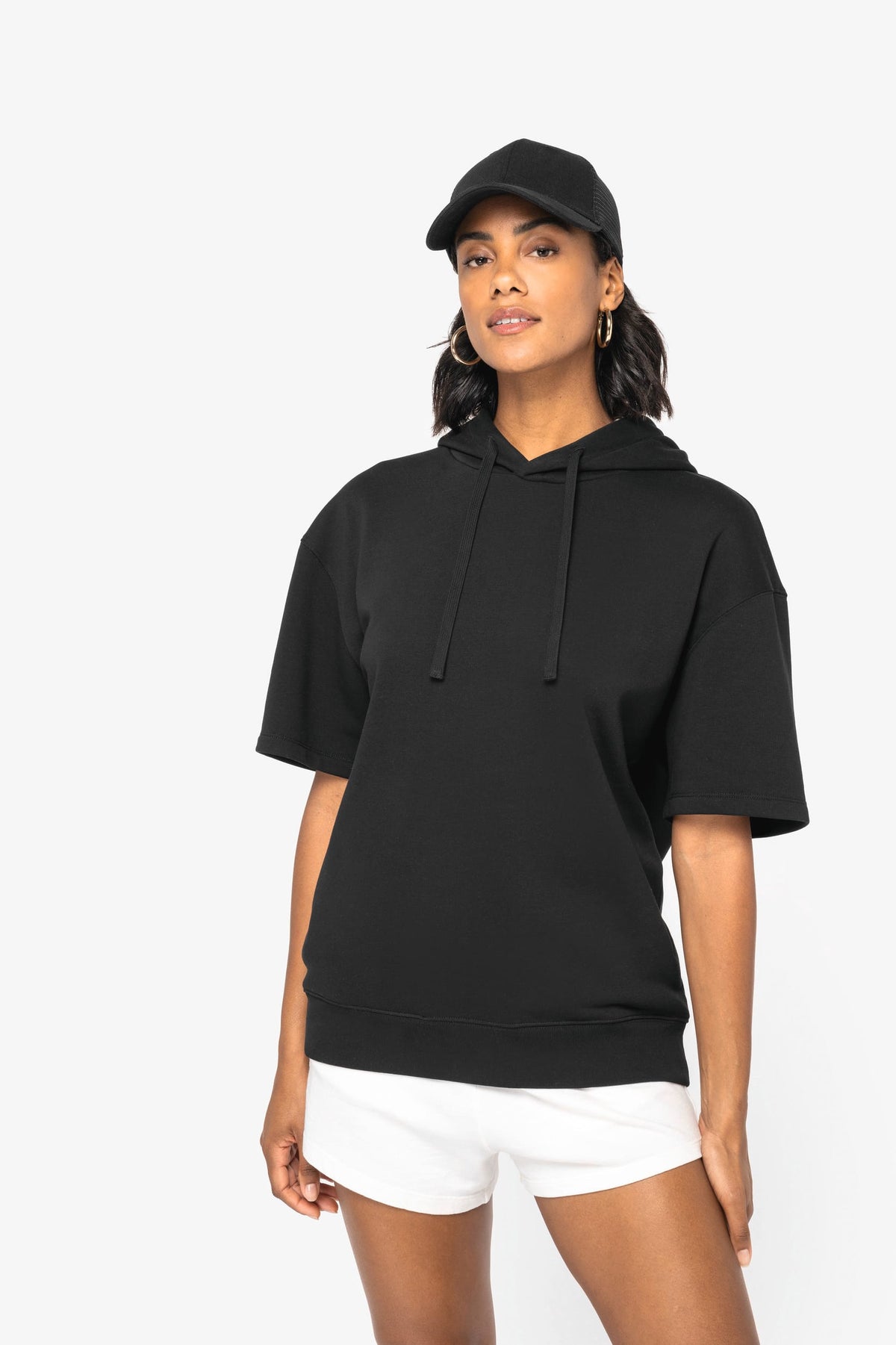 Native Spirit NS406 Ecologische unisex sweater met capuchon en korte verlaagde schouders French Terry