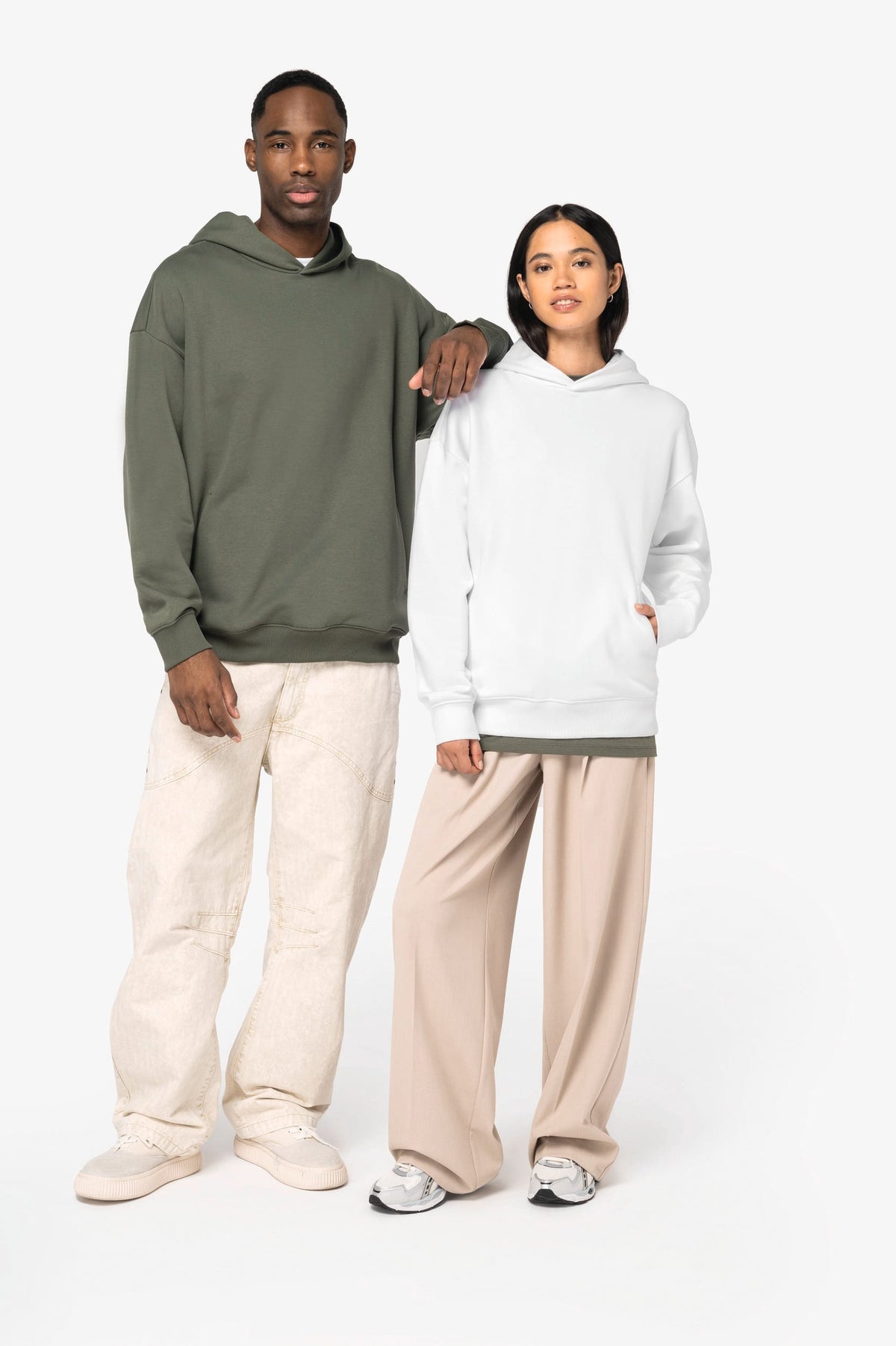 Native Spirit NS408 Ecologische unisex oversized sweater met capuchon
