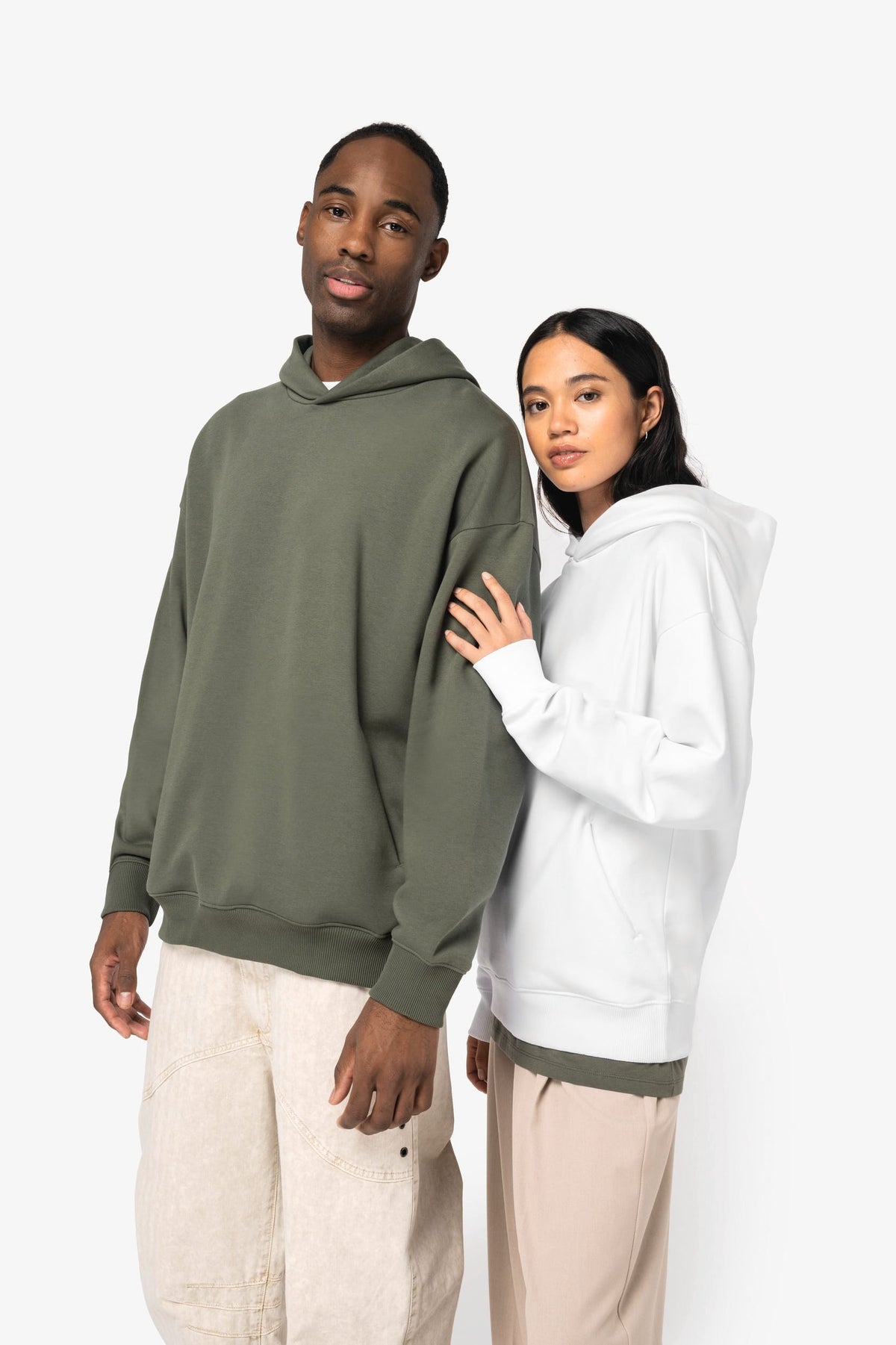 Native Spirit NS408 Ecologische unisex oversized sweater met capuchon
