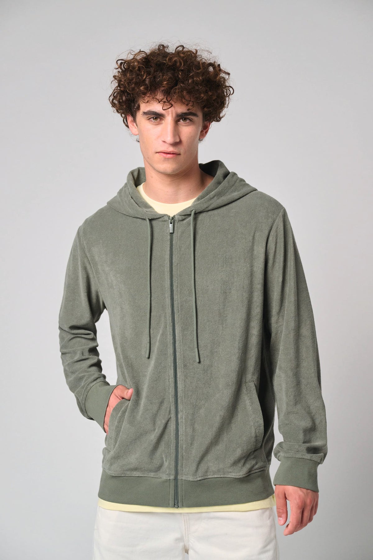 Native Spirit NS419 Ecologische badstof sweater met rits en capuchon