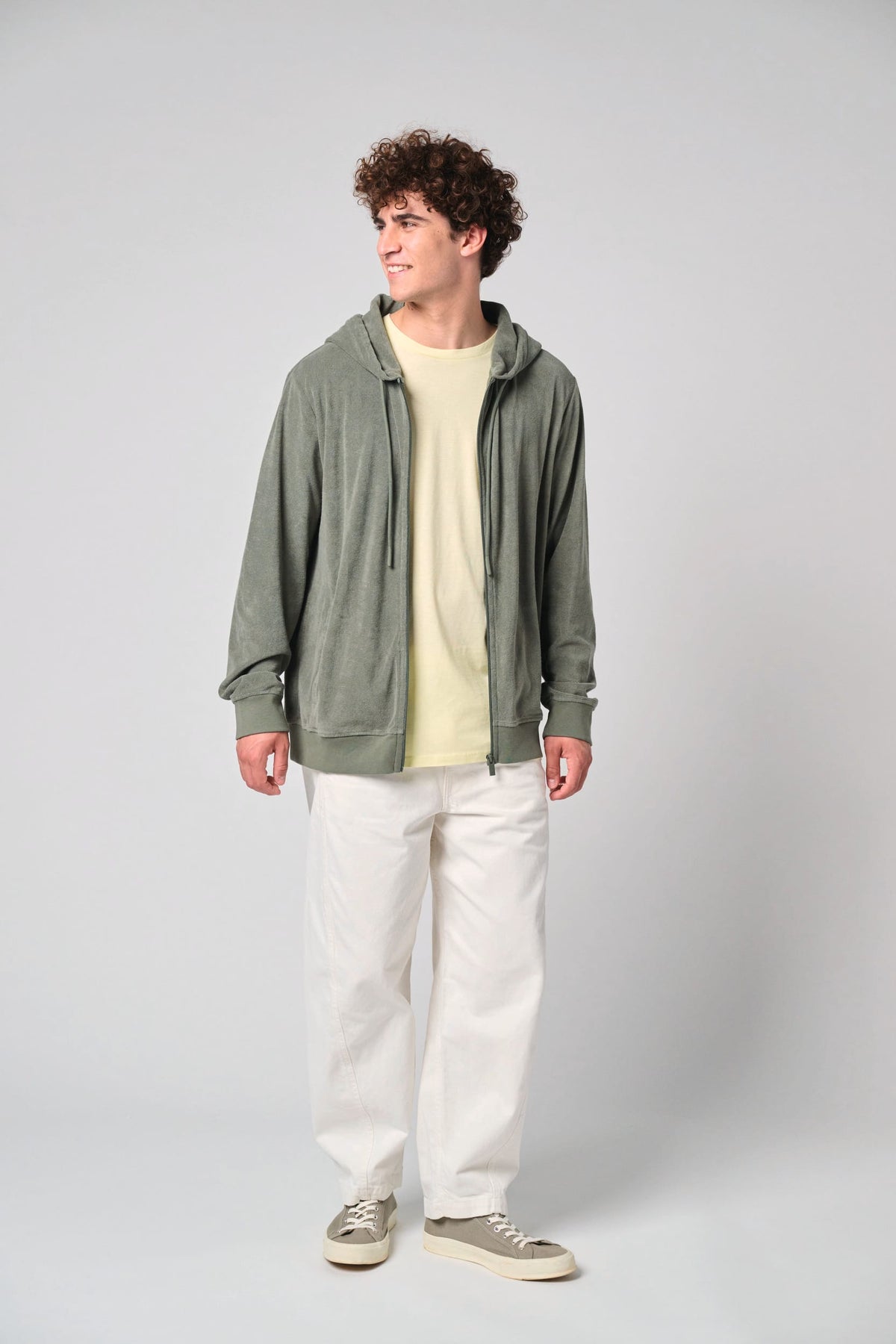 Native Spirit NS419 Ecologische badstof sweater met rits en capuchon