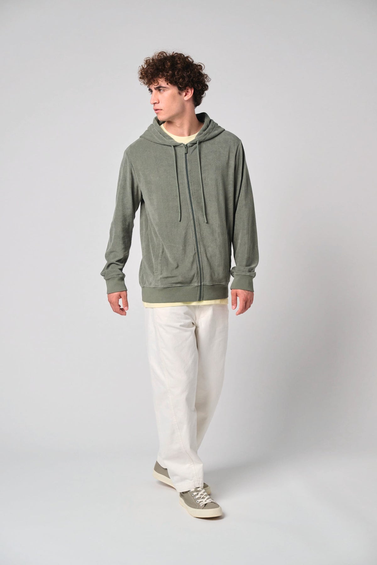 Native Spirit NS419 Ecologische badstof sweater met rits en capuchon