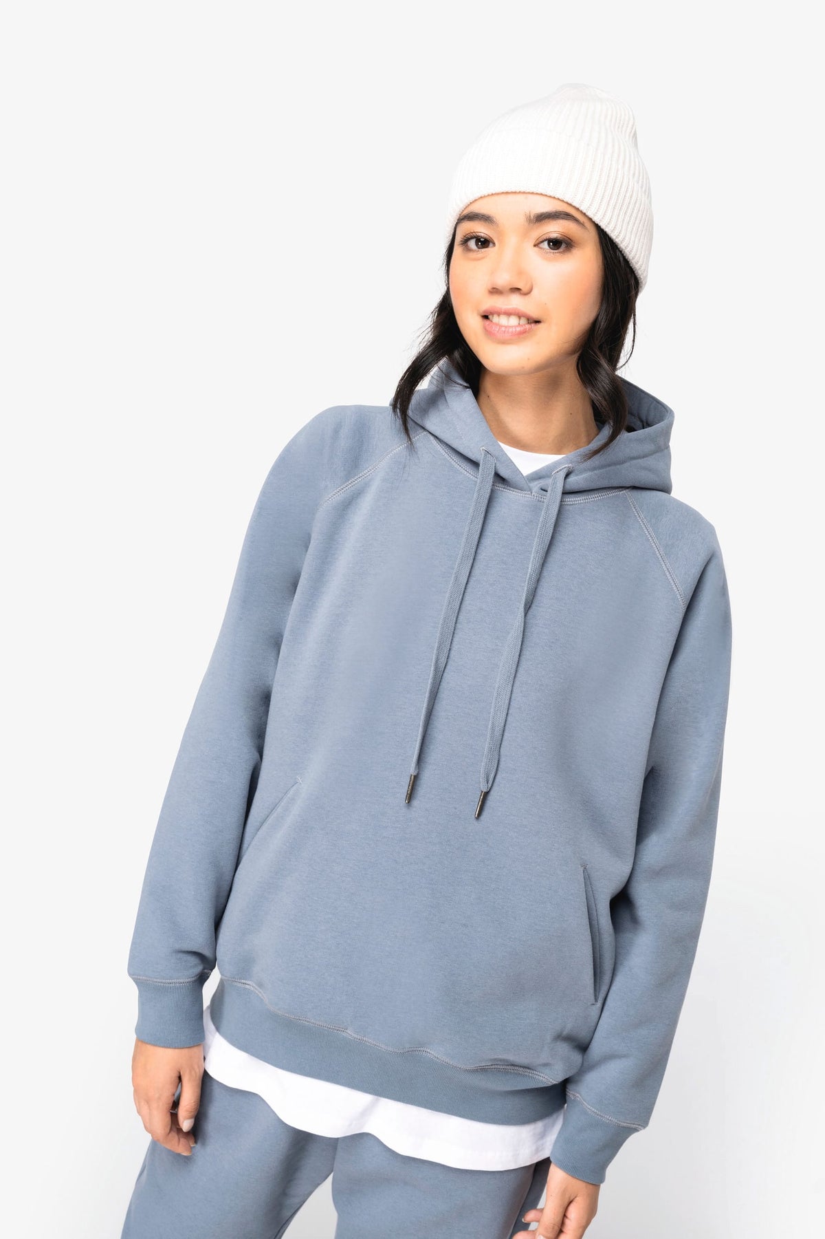 Native Spirit NS422 Ecologische damessweater met capuchon en raglanmouwen