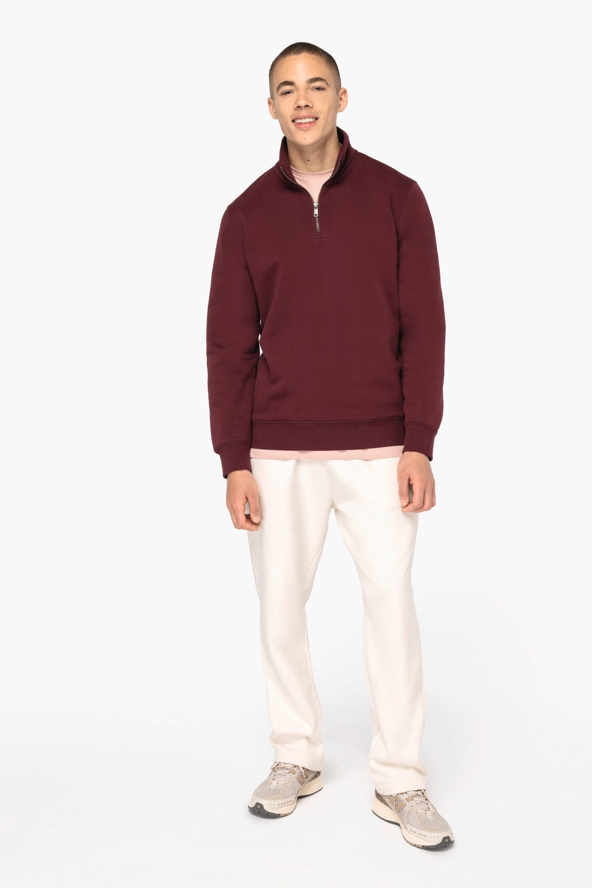 Native Spirit NS428 Ecologische herensweater met opstaande ritskraag