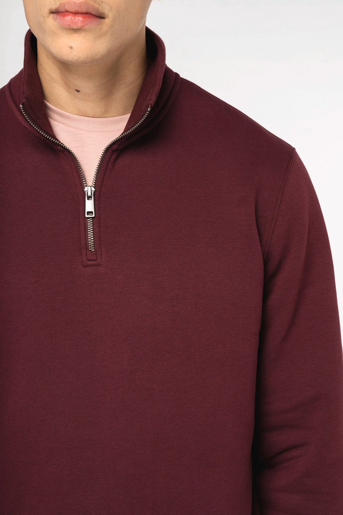 Native Spirit NS428 Ecologische herensweater met opstaande ritskraag