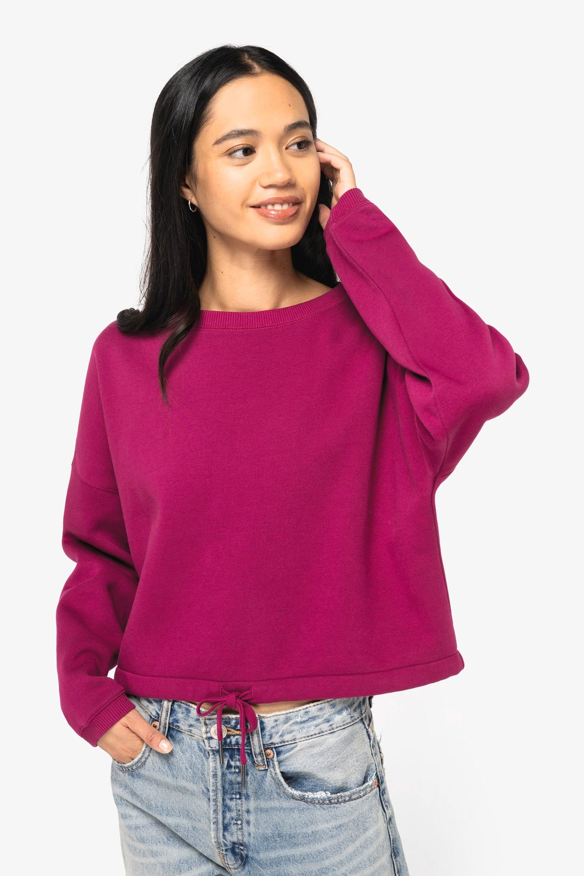 Native Spirit NS429 Ecologische cropped damessweater met ronde hals