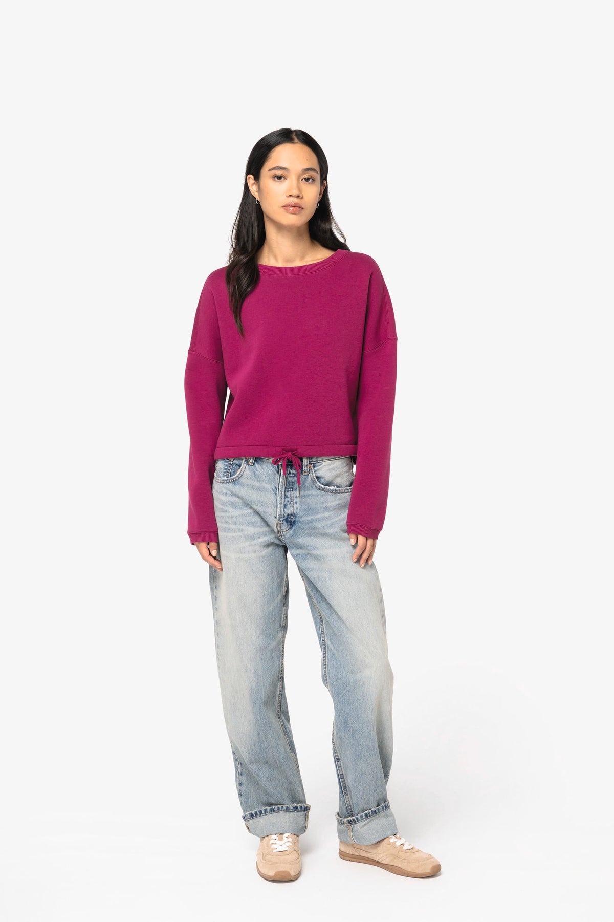 Native Spirit NS429 Ecologische cropped damessweater met ronde hals