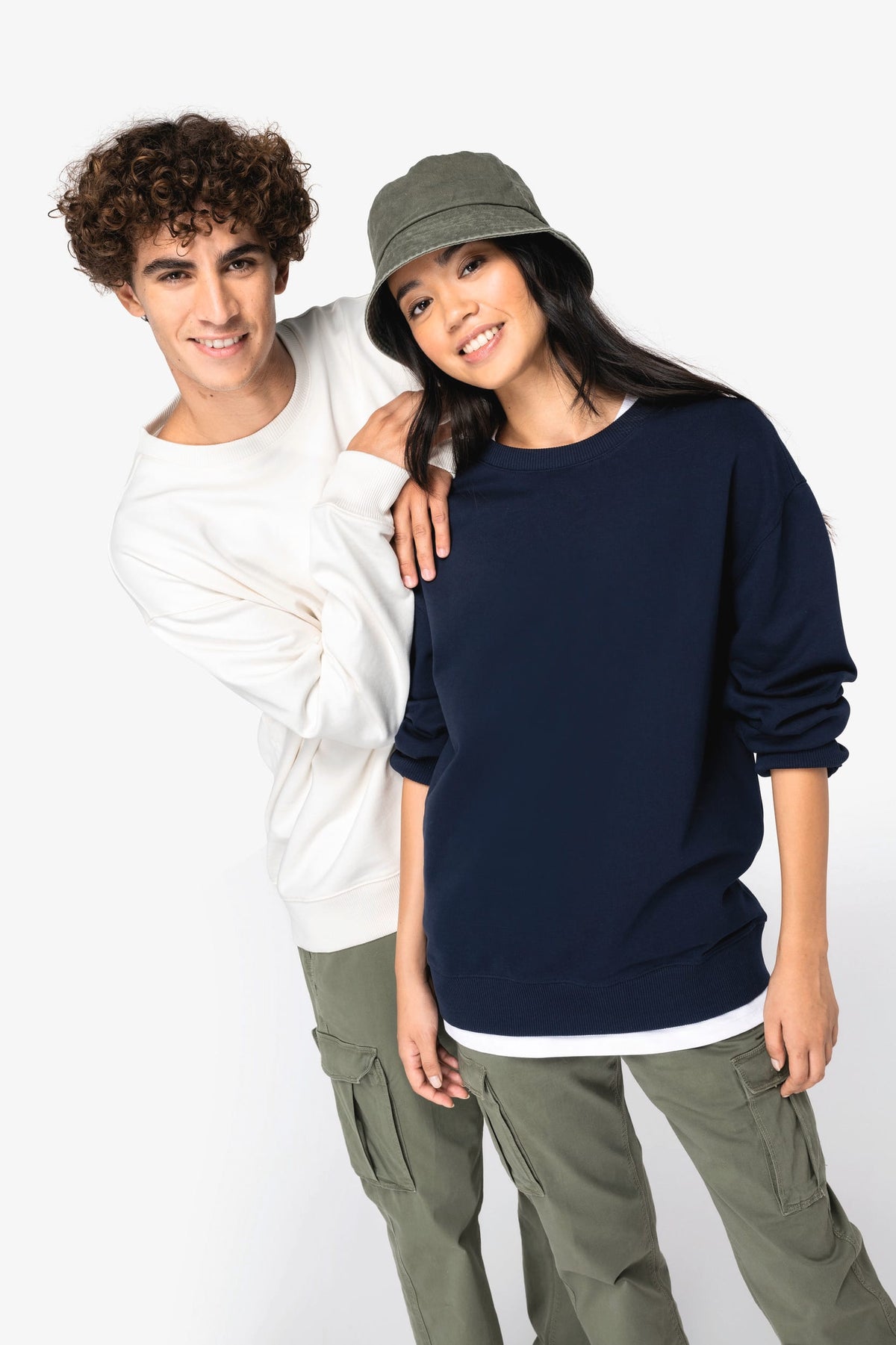 Native Spirit NS430 Ecologische unisex sweater met ronde hals en verlaagde schouders French Terry