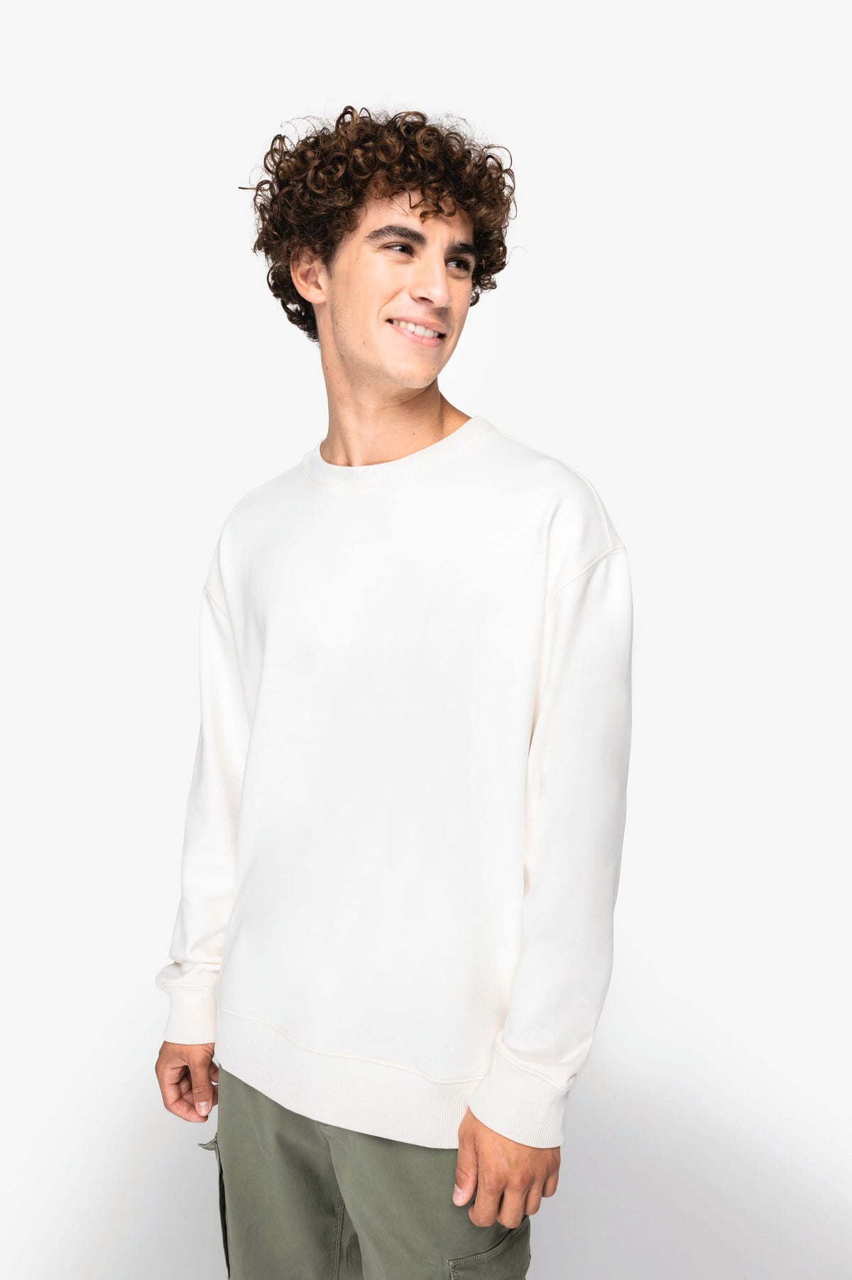 Native Spirit NS430 Ecologische unisex sweater met ronde hals en verlaagde schouders French Terry