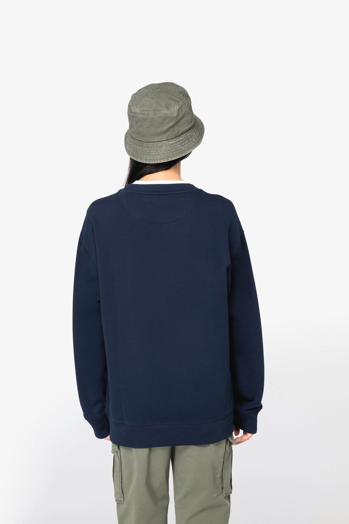 Native Spirit NS430 Ecologische unisex sweater met ronde hals en verlaagde schouders French Terry