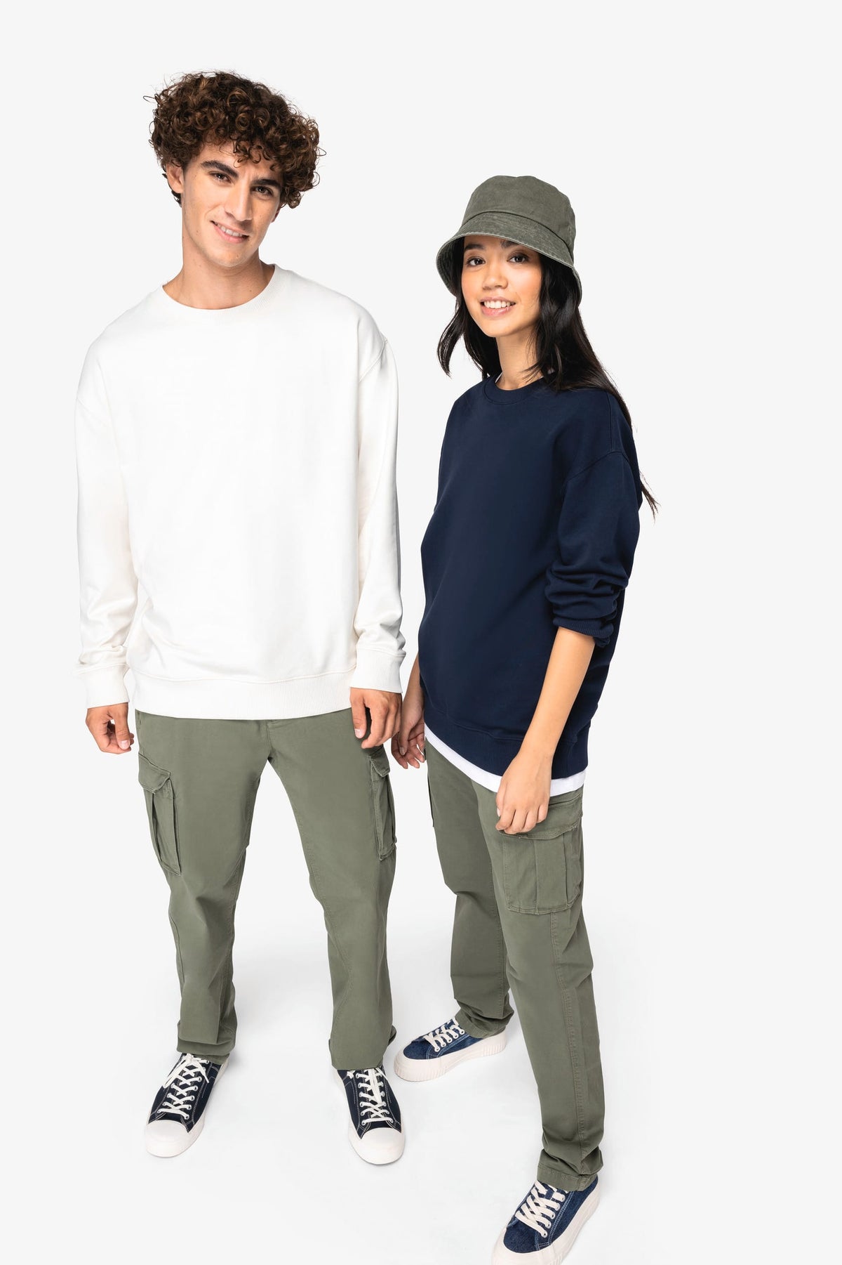 Native Spirit NS430 Ecologische unisex sweater met ronde hals en verlaagde schouders French Terry