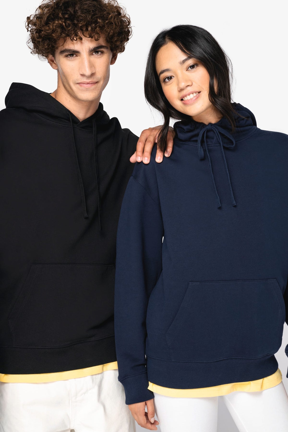 Native Spirit NS431 Ecologische unisex sweater met capuchon en verlaagde schouders French Terry