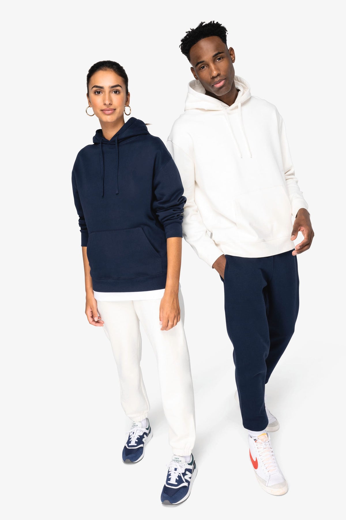 Native Spirit NS436 Ecologische unisex sweater met capuchon en verlaagde schouders in geborsteld fleece