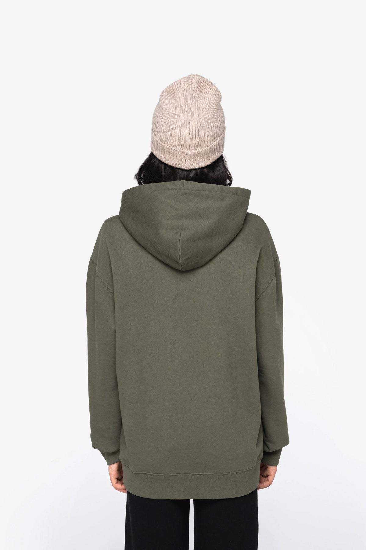 Native Spirit NS436 Ecologische unisex sweater met capuchon en verlaagde schouders in geborsteld fleece