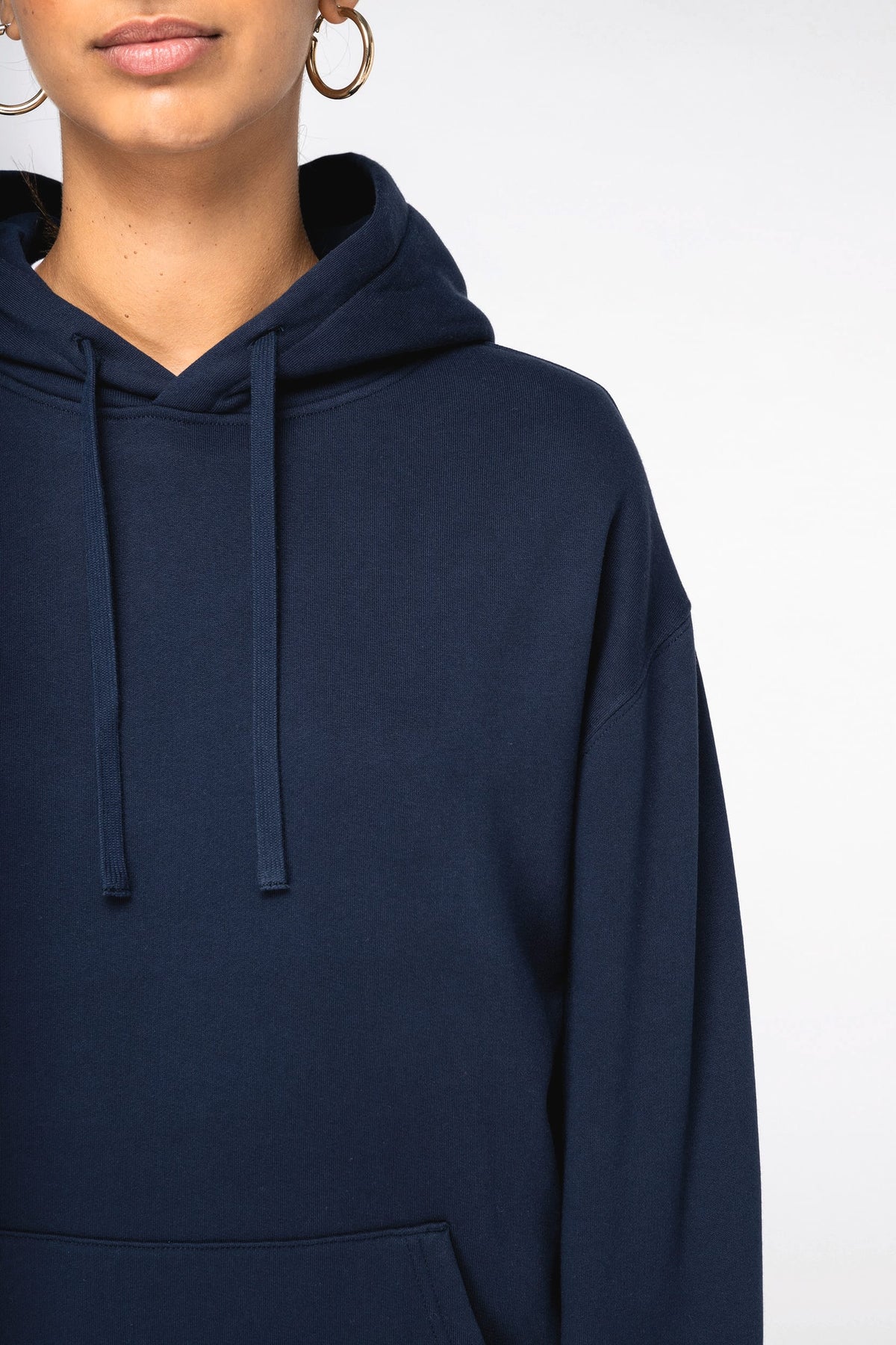 Native Spirit NS436 Ecologische unisex sweater met capuchon en verlaagde schouders in geborsteld fleece