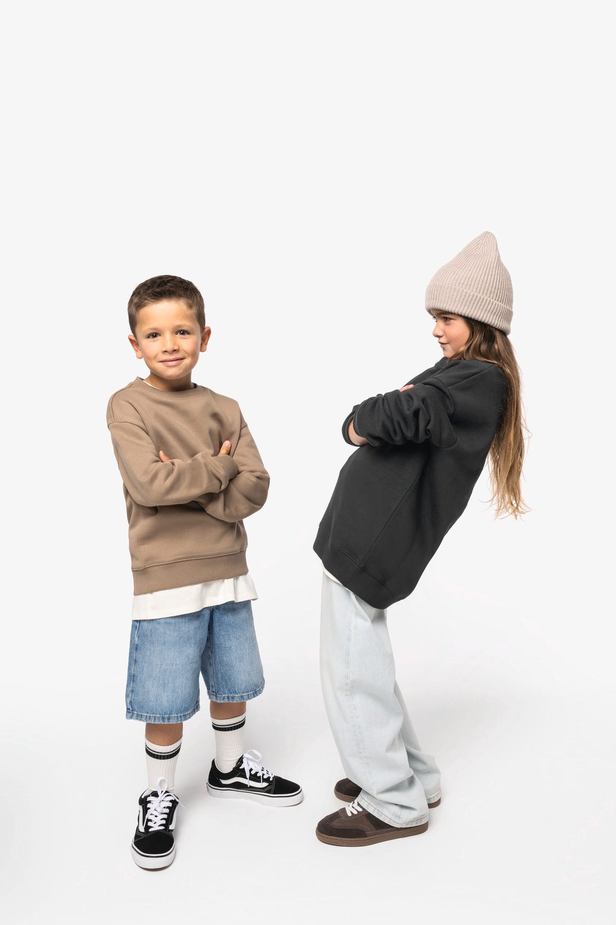 Native Spirit NS437 Ecologische cropped kindersweater met ronde hals