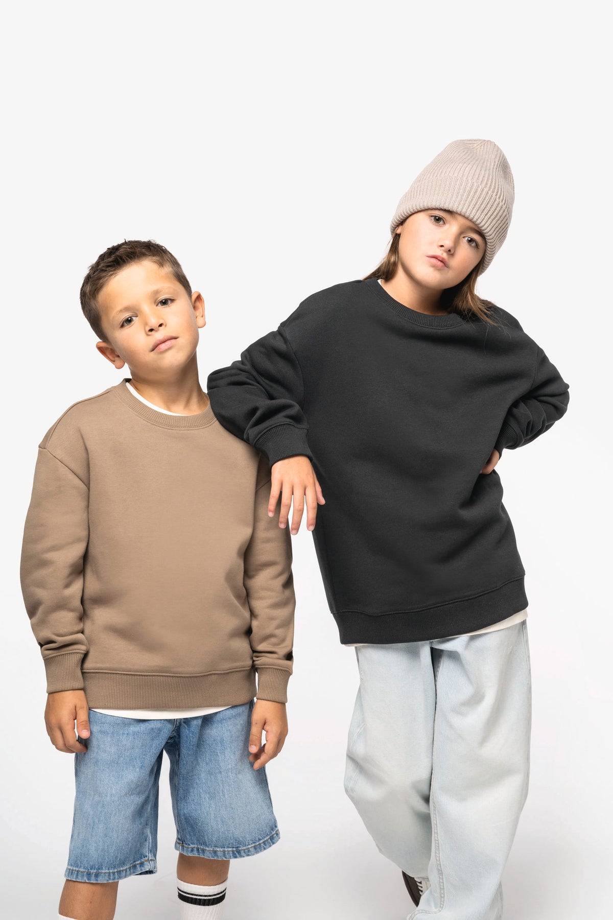 Native Spirit NS437 Ecologische cropped kindersweater met ronde hals