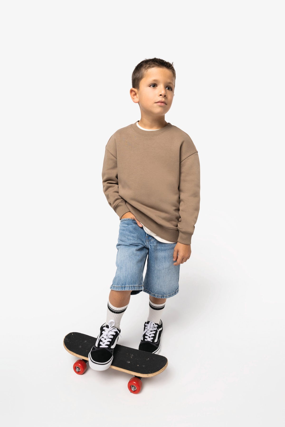 Native Spirit NS437 Ecologische cropped kindersweater met ronde hals