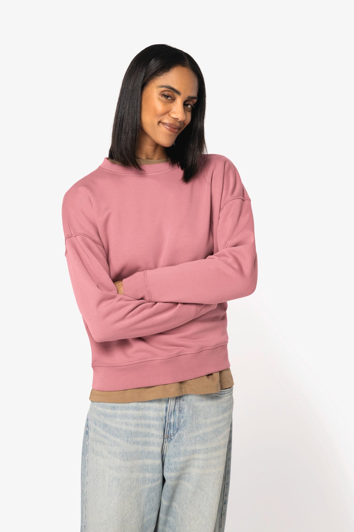 Native Spirit NS439 Ecologische dames sweater met ronde hals en verlaagde schouders