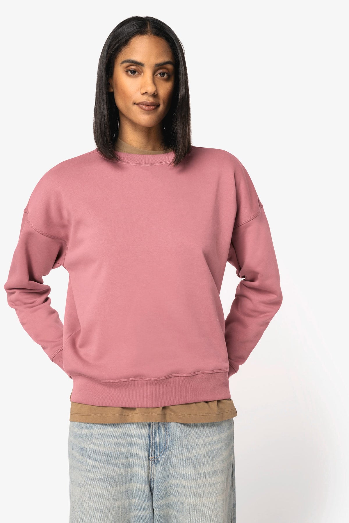 Native Spirit NS439 Ecologische dames sweater met ronde hals en verlaagde schouders