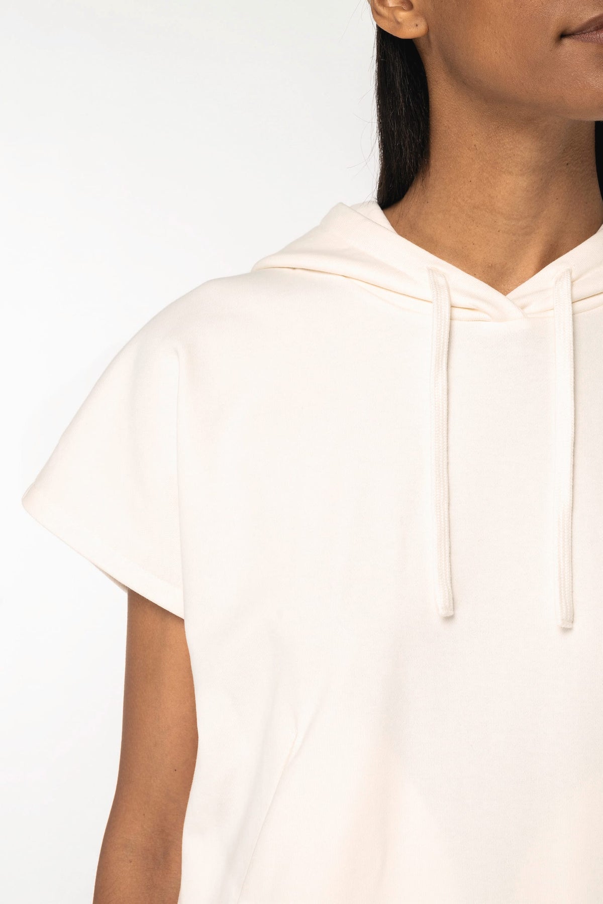 Native Spirit NS446 Ecologische ruime, mouwloze damessweater met capuchon in French Terry