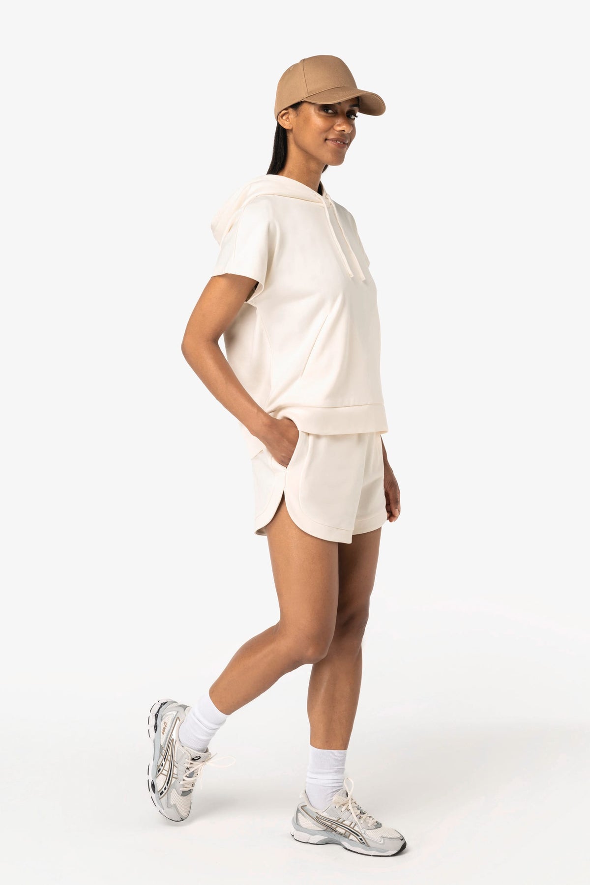 Native Spirit NS446 Ecologische ruime, mouwloze damessweater met capuchon in French Terry