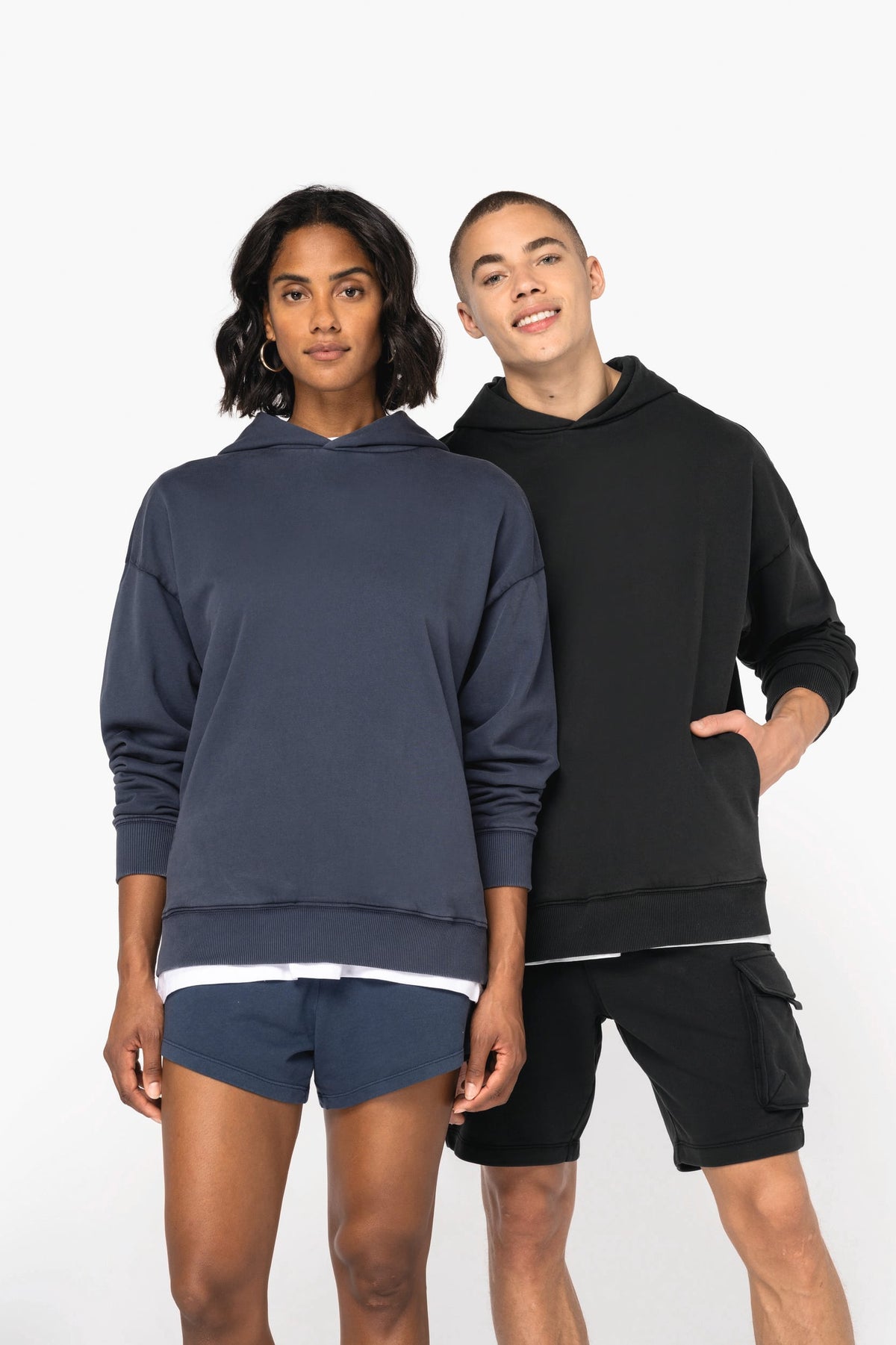Native Spirit NS448 Duurzame unisex oversized verwassen sweater met capuchon