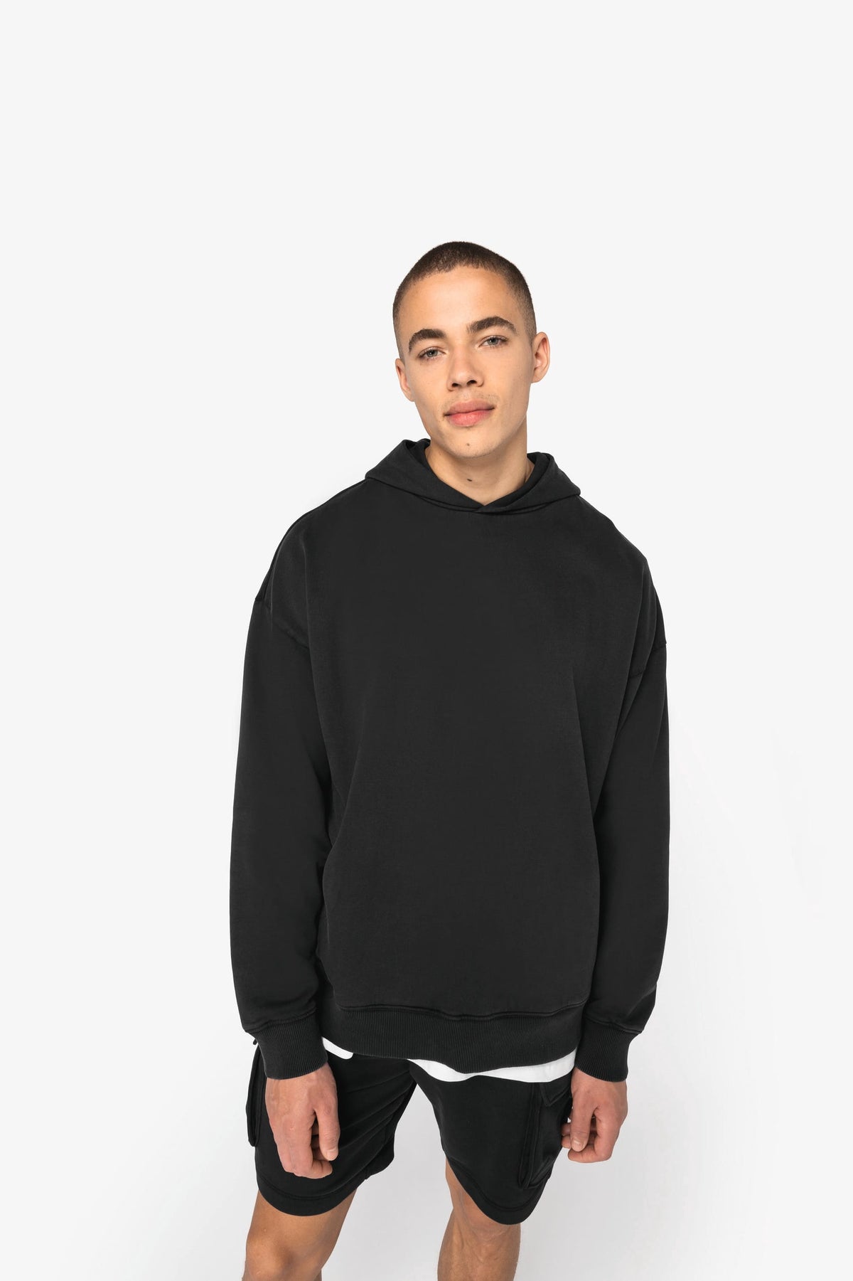 Native Spirit NS448 Duurzame unisex oversized verwassen sweater met capuchon