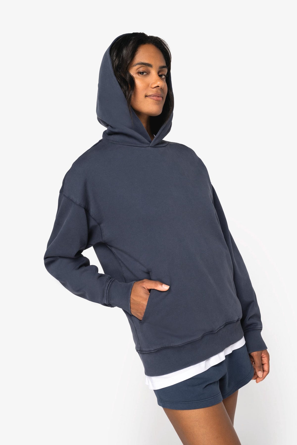 Native Spirit NS448 Duurzame unisex oversized verwassen sweater met capuchon