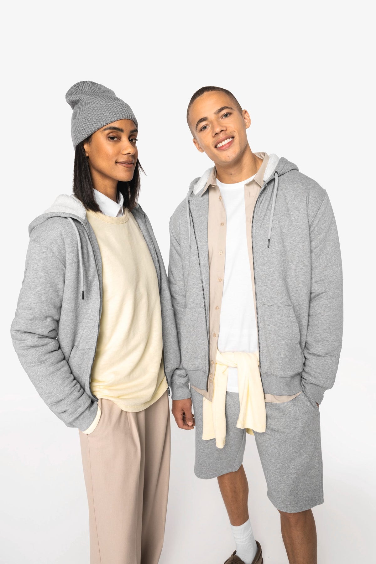Native Spirit NS460 Ecologische unisex sweater met rits en sherpavoering