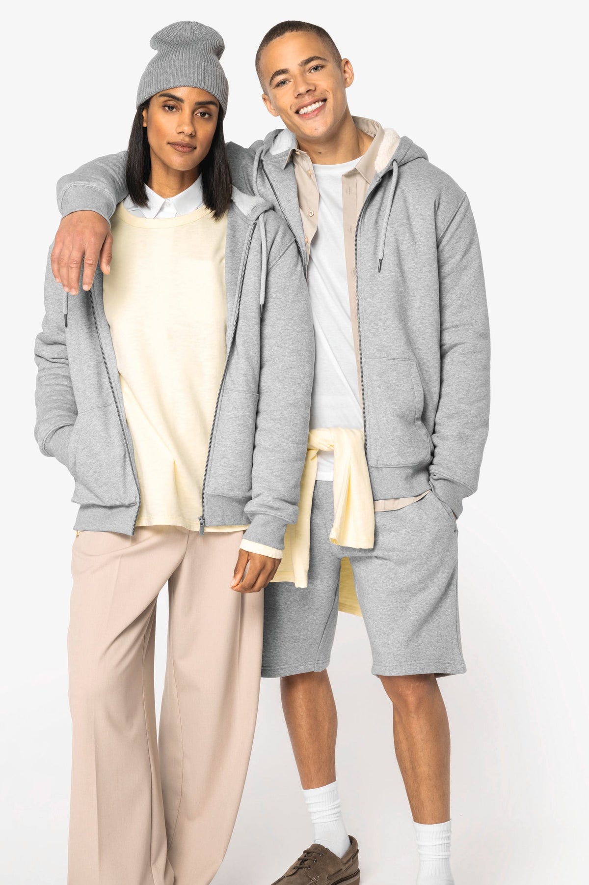 Native Spirit NS460 Ecologische unisex sweater met rits en sherpavoering