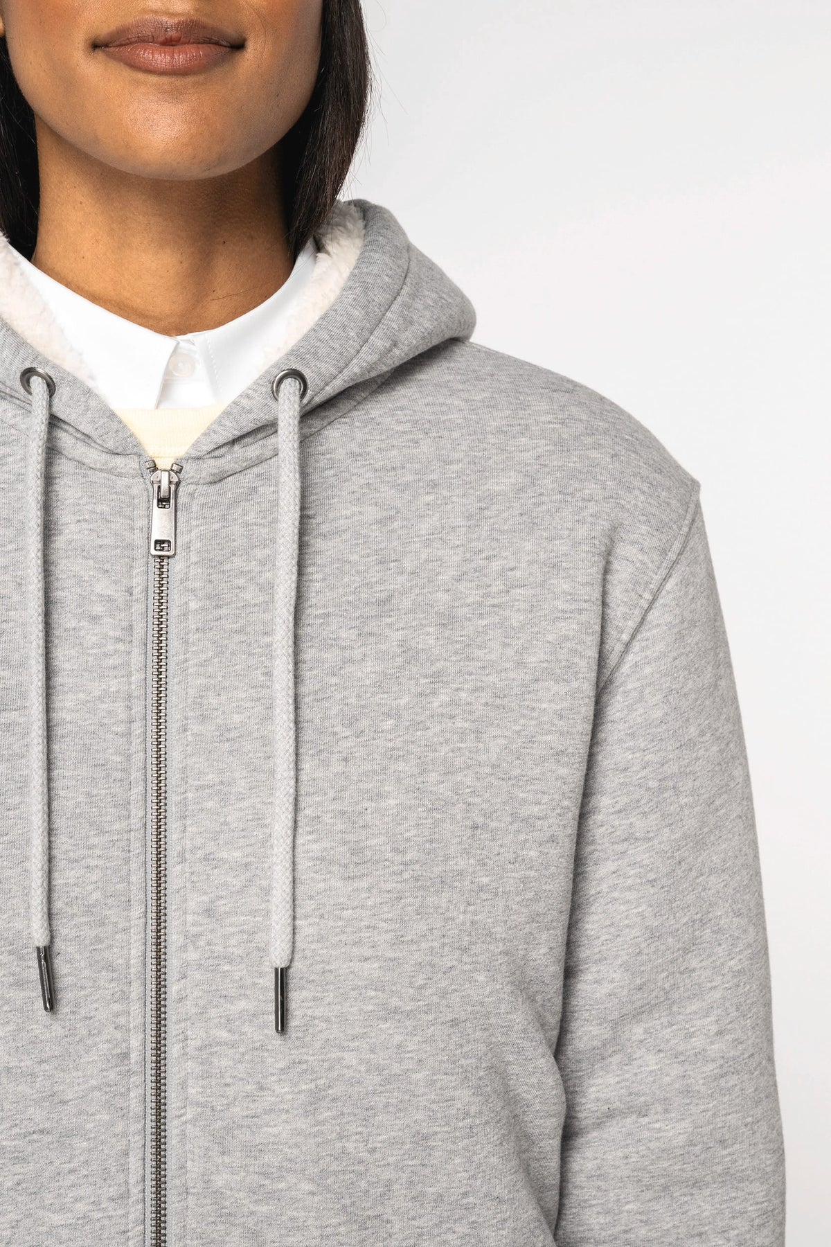 Native Spirit NS460 Ecologische unisex sweater met rits en sherpavoering