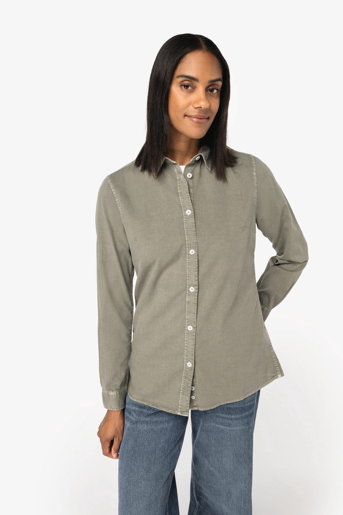 Native Spirit NS503 Ecologisch verwassen damesoverhemd