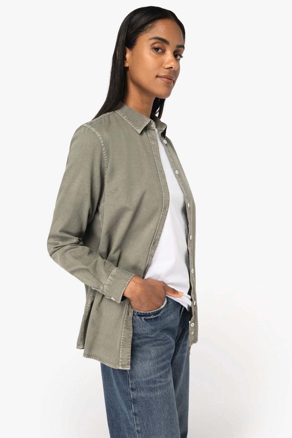 Native Spirit NS503 Ecologisch verwassen damesoverhemd
